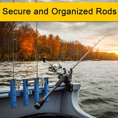 GearTrust Fishing Rod Holders, 4 Rod Holder for Boat Golf Cart & Garage | 4 rod holder for boat. Adjustable tube fishing pole holders for boats, golf cart, cooler, kayak, jetski & john boat. - color: Navy Blue