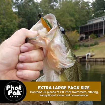 Phat Pak Baits - Phat Swimmer Keitech Style Paddletail Swimbait 2.8" 30ct Ribbed Scented Soft Plastic Bass Fishing Lure - color: Napalm