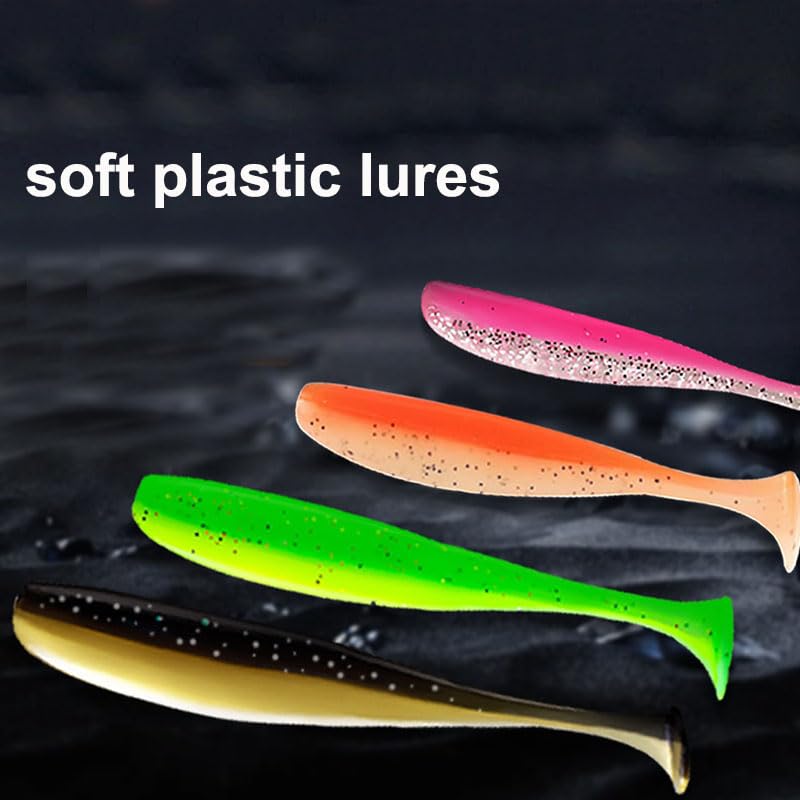 23 Pcs Soft Plastic Fishing Lures Kit with Spinner Blades, Offset Hook & Storage Box - Lifelike Silicone Worms, Crayfish, Grubs for Bass Trout Walleye Fishing