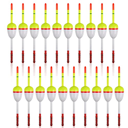 Wood Slip Bobbers Fishing Floats and Bobbers Spring Oval Stick Slip Floats for Crappie Catfish Trout Panfish Walleyes Bass Fishing 10/20pcs - color: 1.57in*0.91in*5.63in-20pcs