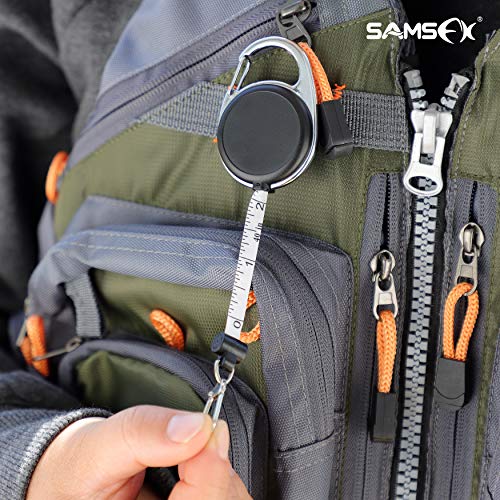 SAMSFX Fishing Zinger Retractors Retractable Tape Measure with Fly Fishing Knot Tying Tool Combo - color: Tape Measure Retractors & Silver Nail Knot Tying Tool, Black Grip