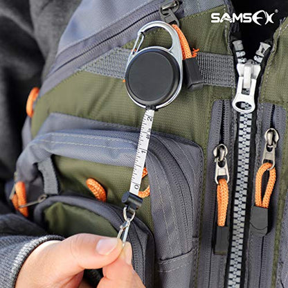 SAMSFX Fishing Zinger Retractors Retractable Tape Measure with Fly Fishing Knot Tying Tool Combo - color: Tape Measure Retractors & Silver Nail Knot Tying Tool, Black Grip