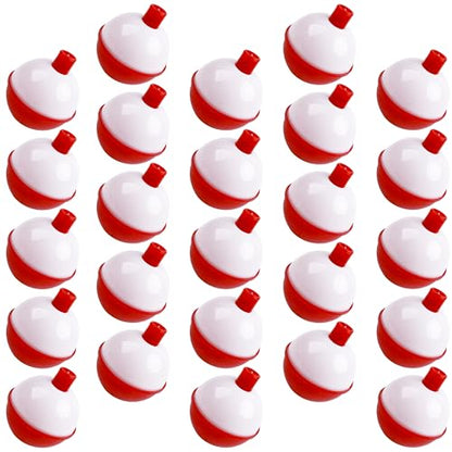 Fishing Bobbers Fishing Floats and Bobbers ABS Push Button Fishing Round Buoy Float Bobber Red/White Bobbers Floats Fishing Tackle Accessories 0.5"/0.75"/1"/1.5"/2"/2.5" - style: 1.5 inch- 10pcs