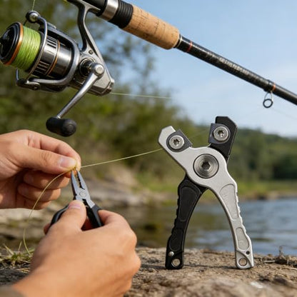 Mini Aluminum Alloy Fishing Line Cutter, Compact Durable Scissors for Braided Lures & Outdoor Fishing SILVERY