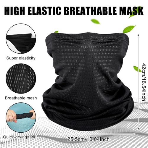 Geyoga 2/4 Pack Cooling Neck Gaiter Summer Breathable Balaclava Face Mask with Mesh Holes UV Protection Sun Scarf Men Women - color: Black