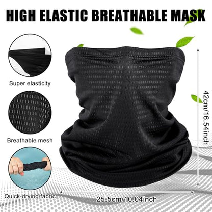 Geyoga 2/4 Pack Cooling Neck Gaiter Summer Breathable Balaclava Face Mask with Mesh Holes UV Protection Sun Scarf Men Women - color: Black