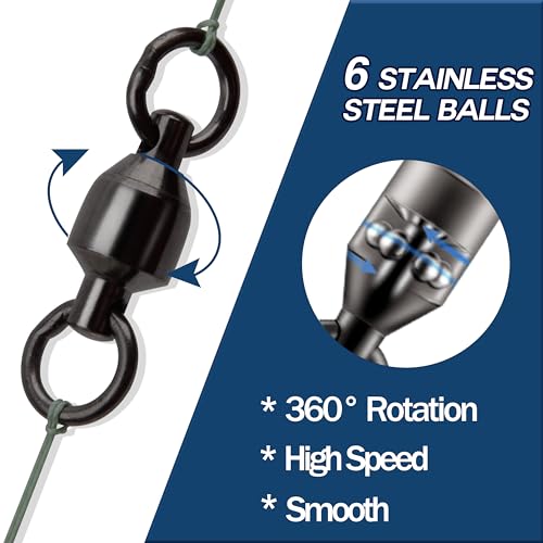 Ball Bearing Swivels Fishing Barrel Swivel, 20pcs Swivels Fishing Tackle High Strength Fishing Swivels Stainless Steel Solid Welded Ring Fishing Leader Lures Connectors for Salwater Freshwate Fishing - size: 2#_65lb_20pcs