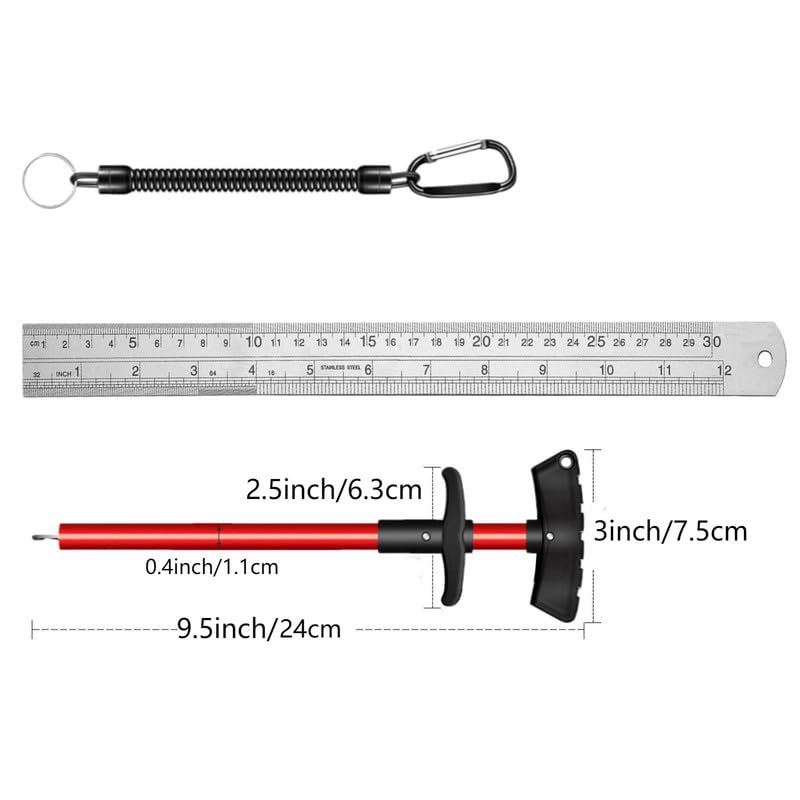 Fish Hook Remover Tool, Fishing Pliers Aluminum Hook Remover Tool Fishing Dehooker Freshwater Saltwater 10 inches with Lanyard - color: Red