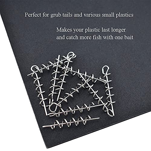 Centering Pin Spring Twist Lock Fishing Screw Worm Hook Crank Grub Rig Fixed Bait Run Straight Self Align Long Enough Secure Not Off Center Stainless Steel for Soft Lure - size: 42mm 50Pcs
