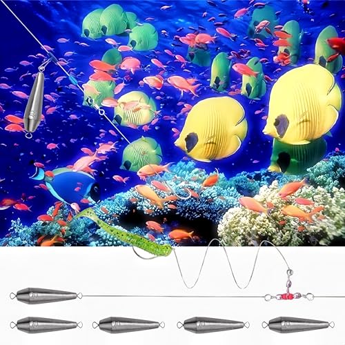 10PCS Fishing Weights, Inline Trolling Bullet Sinkers Double Ring Torpedo Fishing Weights Lead Drop Shot Fishing Weight Sinkers - 20g-50g - size: 3/4 oz - 10 Pack