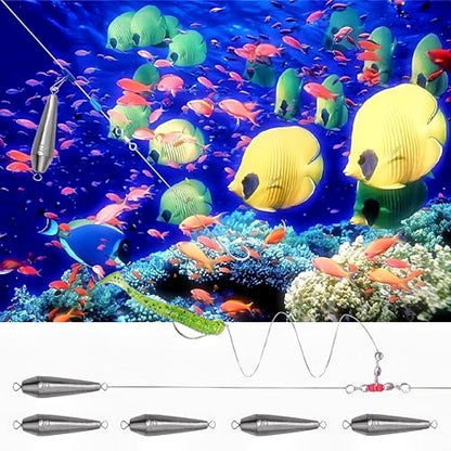 10PCS Fishing Weights, Inline Trolling Bullet Sinkers Double Ring Torpedo Fishing Weights Lead Drop Shot Fishing Weight Sinkers - 20g-50g - size: 3/4 oz - 10 Pack