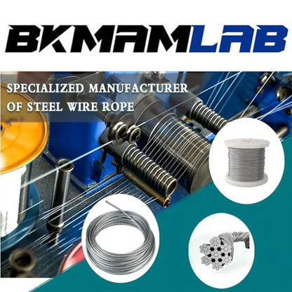 Wire Rope,Equipped with Crimping Pliers,1/16 Wire Rope, Aircraft Cable,304 Stainless Steel Cable,7x7 Strand Core 492FT,368lbs Breaking Strength - size: 1/16 inch 492FT
