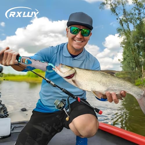 11.5" Fish Lip Gripper with Scale, Max 40lbs Scale, 360° Swivel Non-Slip Handle, Fish Grabber Control Tool for Safe, Hook Removal, Easy Catch & Release, Fishing Gifts for Men Women - color: Light Blue