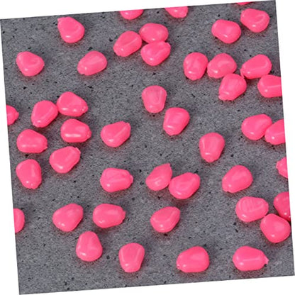 VOSAREA 50Pcs Pink Fake Corn Fishing Lures Soft Baits for Bass Carp Trout Simulation Baits Sweet Corn Scent Reusable PVC Material for Freshwater Saltwater Lakes Rivers