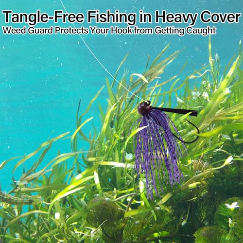 Dr.Fish 2 Pack Weedless Bass Fishing Jigs 1/8oz-1oz Football Jigs Bass Hook Lures Freshwater Ball Head Pitching Flipping Fitness Punching - color: Green Pumpkin Red Flake, size: 3/4oz
