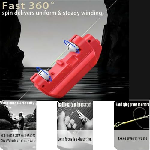 Electric Knot Assist -Automatic Electric Fishing Knot Assist Machine | Quickly ties GT & FG knots, portable line tying device, professional fishing gear for river, reservoir, lake and coastline - color: Red-1pcs