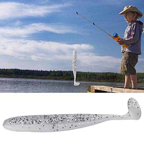 Zer one 20 PCS Fishing Soft Lure 7.5cm/2g Plastic T Tail Bait Artificial Worm Swimbait for Bass Trout Walleye Fishing Accessory - color: White