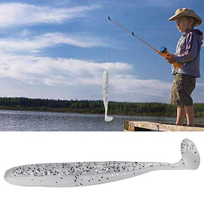 Zer one 20 PCS Fishing Soft Lure 7.5cm/2g Plastic T Tail Bait Artificial Worm Swimbait for Bass Trout Walleye Fishing Accessory - color: White