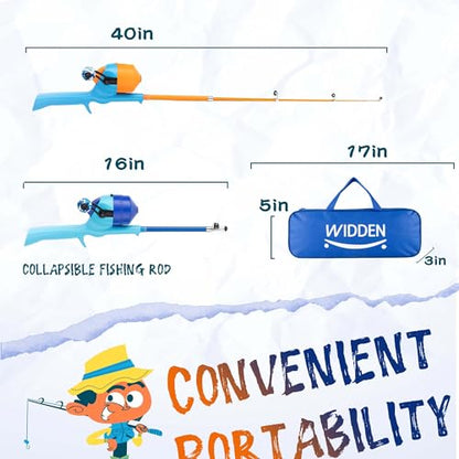 Kids Fishing Pole, Telescopic Fishing Rod, Toddler Collapsible Fishing Rod and Reel Combo with Tackle Box, Fishing Line, Bobber, and Soft Lures for Boy, Girl, Youth, Beginner, Over 4 Years Old - color: blue+orange