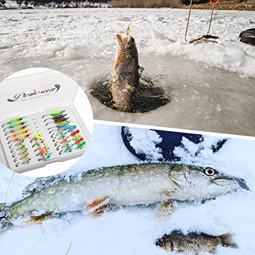 Dovesun Fishing Kit Ice Fishing Jigs Ice Fishing Lures Walleye Fishing Lures Crappie Jigs 135pcs/58pcs/45pcs/34pcs/30pcs/8pcs - color: D-Ice fishing jigs 30pcs