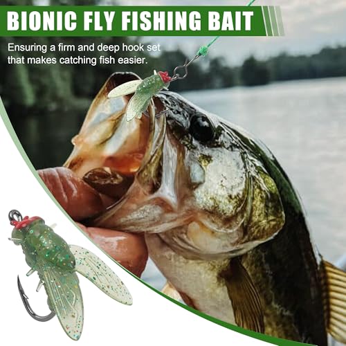 Bionic Fly Fishing Bait,18pcs/36pcs Trout Jig Swimbait Fly Hook Soft Bait Dry Flies Fly Fishing Lures Assortment Kit Attractant Fishing Gear Artificial Fishing Lure Panfish Lure Set - color: Green-36PCS