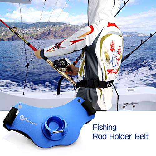 SANLIKE Fishing Belt Fight Belt Adjustable Aluminum Waist Fighting Belt Rod Holder Stand-up Fishing Belt - color: Blue