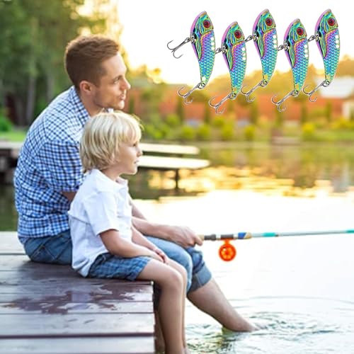 5PCS/10PCS Fishing Lures, Metal VIB Hard Blade Baits, Spinner Spoon Metal Fishing Spoon Crankbaits Swimbaits for Trout Walleye Crappie - color: C-5PCS