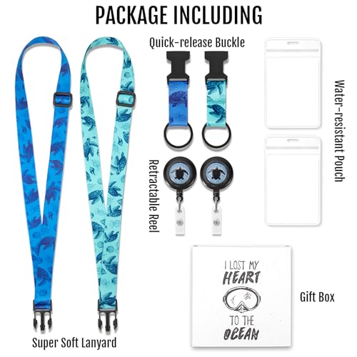 MNGARISTA Retractable Cruise Lanyard for Ship Cards, Waterproof Lanyards for Cruise Ship Cards with ID Holder, 2 Pack, Hippocampus - color: Hippocampus