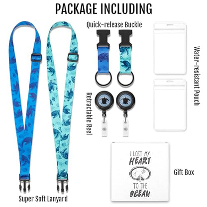 MNGARISTA Cruise Lanyards, Adjustable Lanyard with Retractable Reel, Waterproof ID Badge Holder for All Cruises Ships Key Cards, 2pack - color: Ocean Park