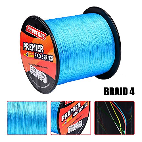 Braided Fishing Line 4 Strands Stronger Multifilament PE Braid Wire for Saltwater 6LB-100LB 110yards 328yards 547yards Super Strong Superline - color: Blue, size: 328Yds/8LB