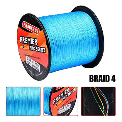 Braided Fishing Line 4 Strands Stronger Multifilament PE Braid Wire for Saltwater 6LB-100LB 110yards 328yards 547yards Super Strong Superline - color: Blue, size: 328Yds/8LB