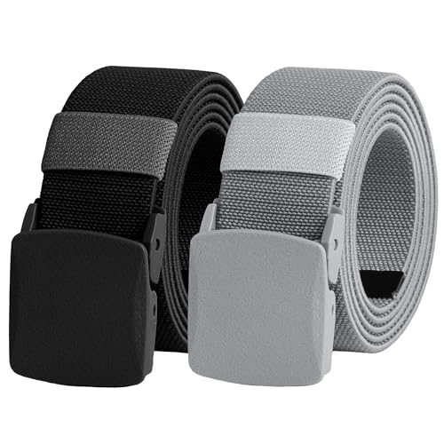 UNGGJKB Men's Tactical Belt, Nylon Casual Elastic Belt, Work Belt That Can Be Cut And Adjusted - color: Silver/Black-stretch