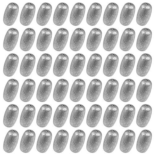 Egg Sinkers Fishing Weights Oval Shaped Fishing Weights Sinker Sliding Sinkers for Fishing Line Bass Casting Sinker Worm Weight Catfish Weights Fishing Sinkers for Saltwater Freshwater Fishing - size: 1 1/2 oz_10pcs