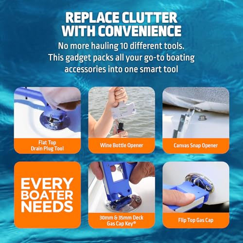 Boat Gadget 10-in-1 Boat Tool - Must-Have Boat Accessory with Gas Cap Key, Fishing Line Cutter, Bottle Opener, Whistle & More - Smart Addition to Any Boat Tool Kit for Fishing, Boating & Fun