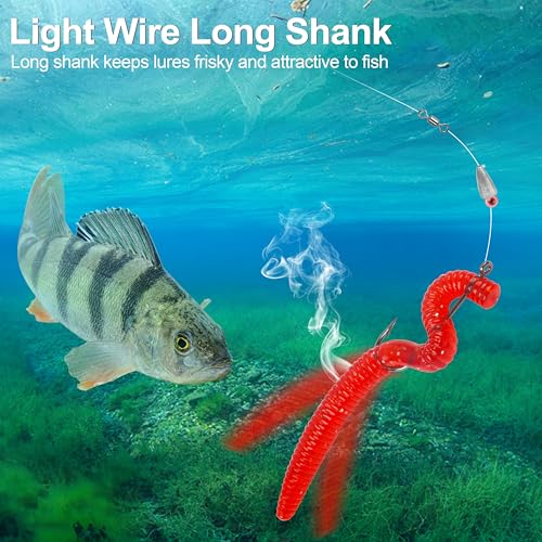 150pcs Crappie Panfish Hooks Aberdeen Fishing Hooks Kit Assorted Long Shank Aberdeen Hooks High Carbon Steel Light Wire Fish Hook for Bass Catfish Trout Freshwater Fishing
