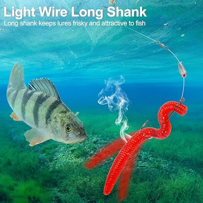 150pcs Crappie Panfish Hooks Aberdeen Fishing Hooks Kit Assorted Long Shank Aberdeen Hooks High Carbon Steel Light Wire Fish Hook for Bass Catfish Trout Freshwater Fishing