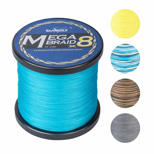 Braided Fishing Line, 8 Strands, Abrasion Resistant, No Stretch, Colored for Visibility, Saltwater/Freshwater - color: X8 Ocean Blue, size: 15LB (1000 yards)