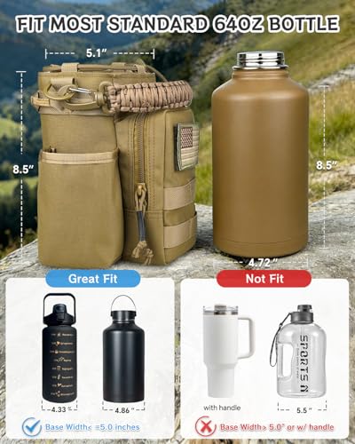 COOLYARD Water Bottle Holder with Strap Crossbody Sling Carrier Bag with Phone Pocket Molle Tactical Pouch for Walking Hiking Camping Gym Travel - color: Brown