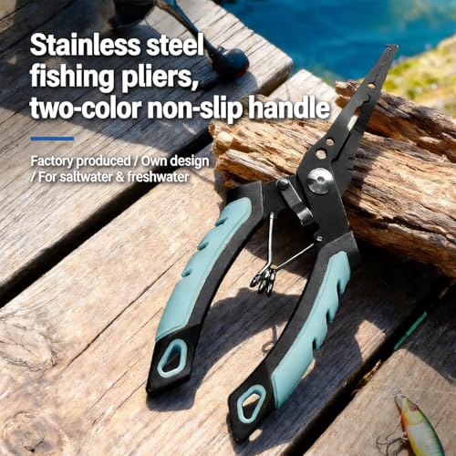Fishing Pliers Heavy-Duty Rust-Proof | Saltwater Fly Fishing Pliers Hook Remover for Outdoor Ice Shore River Lake Angling Catfishing - color: Blue
