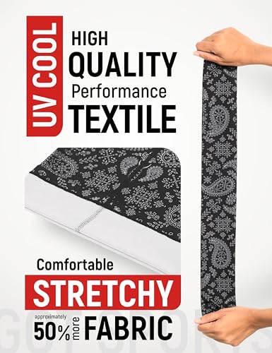 UPF 50+ Cooling Neck Gaiter - Fishing Face Mask Sun Protection Men Women | Thermoregulation, Moisture-Wicking, Quick-Drying, 4-Way Stretch, Built-in UV SPF, Multi-Style Headwear - color: Black Paisley