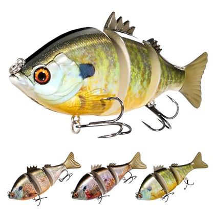 FONMANG Top Water Fishing Lures, 3-Pcs Topwater Lures for Bass Walleye Pike, 2025 New Wasp Crawl Bait for Freshwater and Saltwater - color: B-Bluegill Swimbait