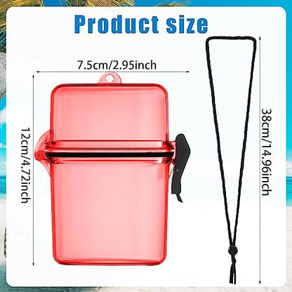 Outus 3 Pcs Waterproof ID Badge Holder Case with Waterproof Buckle 4.72 x 2.95 x 1.57 Inches Floating Sport Case Locker with Adjustable Hanging Rope Plastic Card Dry Box(Clear, Blue, Red, Classic) - color: Clear Blue Red, size: 4.72 x 2.95 x 1.57 Inch, st
