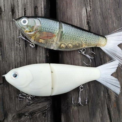 HADORAM Lure Slow Sinking Glide Bait with Fur Tail Lifelike Fishing Tackle for Trout Shad Bass Musky - color: 6.7in-3Pcs