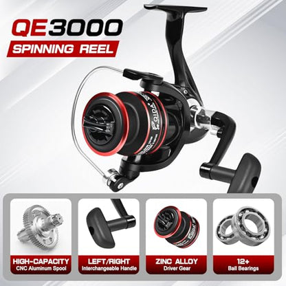 6.89ft Fishing Rod and Reel Combo, 2PCS Telescopic Carbon Fiber Fishing Rod, Spinning Reels *2, Fishing Line *2, Fishing Hooks Bait Set, Portable Fishing Pole Set with Carrier Bag