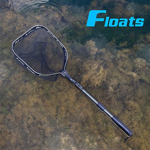 YVLEEN Floating Fishing Net - Folding Fishing Landing Net with Rubber Coating Mesh for Easy Fish Catch and Release, Fishing Net for Freshwater and Saltwater - color: D: Army Green(Telescopic Pole)