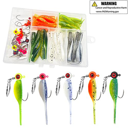50pc Crappie Jigs Lure Set - 2in Bait, Jig Heads & Hooks for Versatile Fishing - color: A:10pcs 1/16 oz jigs and 40pcs lures