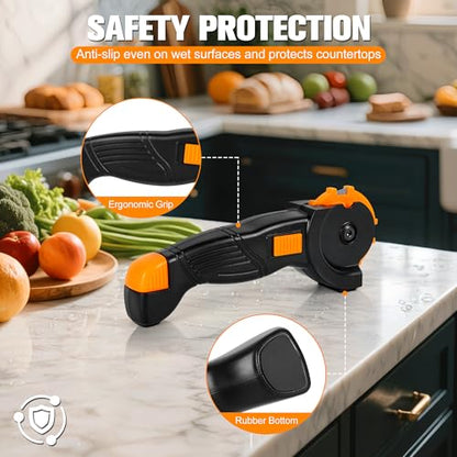 KimPump 6-in-1 Garden Tool & Kitchen Knife Sharpener with Ceramic, Professional Knives Sharpener for Sharpens & Polishes Blades, Lawn Mower Blades, Axe, & Scissors Sharpening Tool with Non-Slip Grip