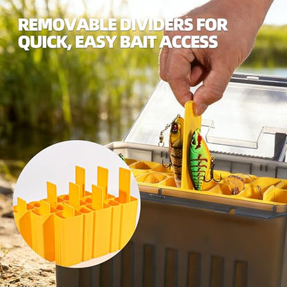RUNCL Fishing Tackle Box with Clear Lid - Large-Capacity Multi-Slot Organizer, Rigid Hard Lure Organizer, Durable for Freshwater Bass & Saltwater Fishing - size: Small