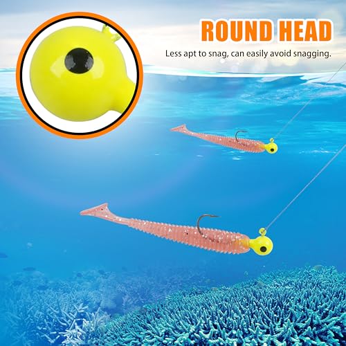 Fishing Jig Head Hooks Kit, Round Ball Crappie Jig Heads Lures Assorted Painted Fishing Lures Jig Heads for Walleye Bass Saltwater Freshwater Fishing 50/69/70pcs - style: 69pcs Kit