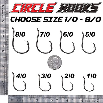 XFISHMAN Circle-Hooks-Fishing-Equipment-Octopus-Hooks-Saltwater-50 Pack #1 –12/0 - color: Black, size: 9/0 50-Pack